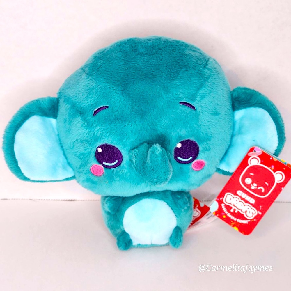 GUND 🐘 Drops Tony Trunks Teal Elephant Expressive Plush NWT